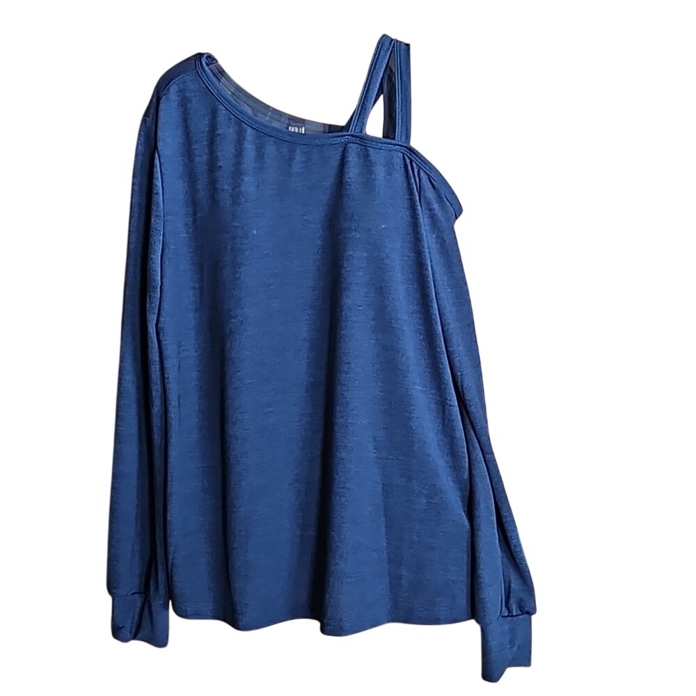 Emery‎ Rose Blue One Cold Shoulder with straps Women's Large Summer Blouse